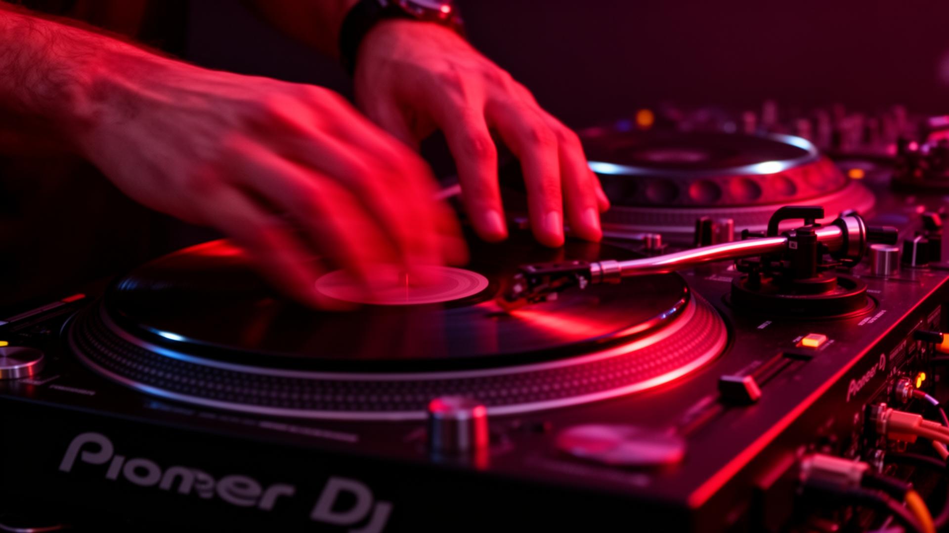 DJ scratching on Pioneer decks